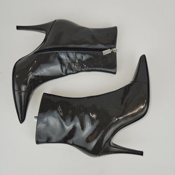 Bruno Magli Bucine Pointed Toe Patent Leather Boot Women's 7 Mid Calf Dark Gray - Picture 9 of 16